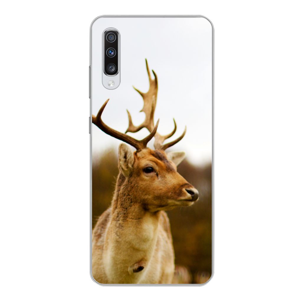 MuchoWow Handyhülle Schutzhülle Hülle für Samsung Galaxy A70 Damhirsch - Wald - Herde - Tiere - Natur Silikon Softcase Handy Hülle - Schutzh...