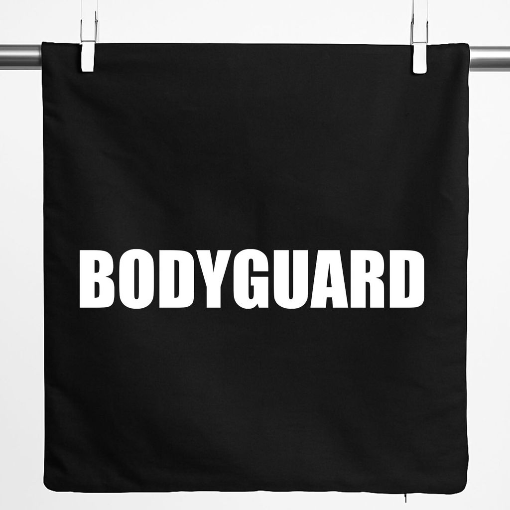 Huuraa Kissenbezug Bodyguard Schriftzug 40x40cm Black Baumwolle Dekokissenbezug Geschenkidee