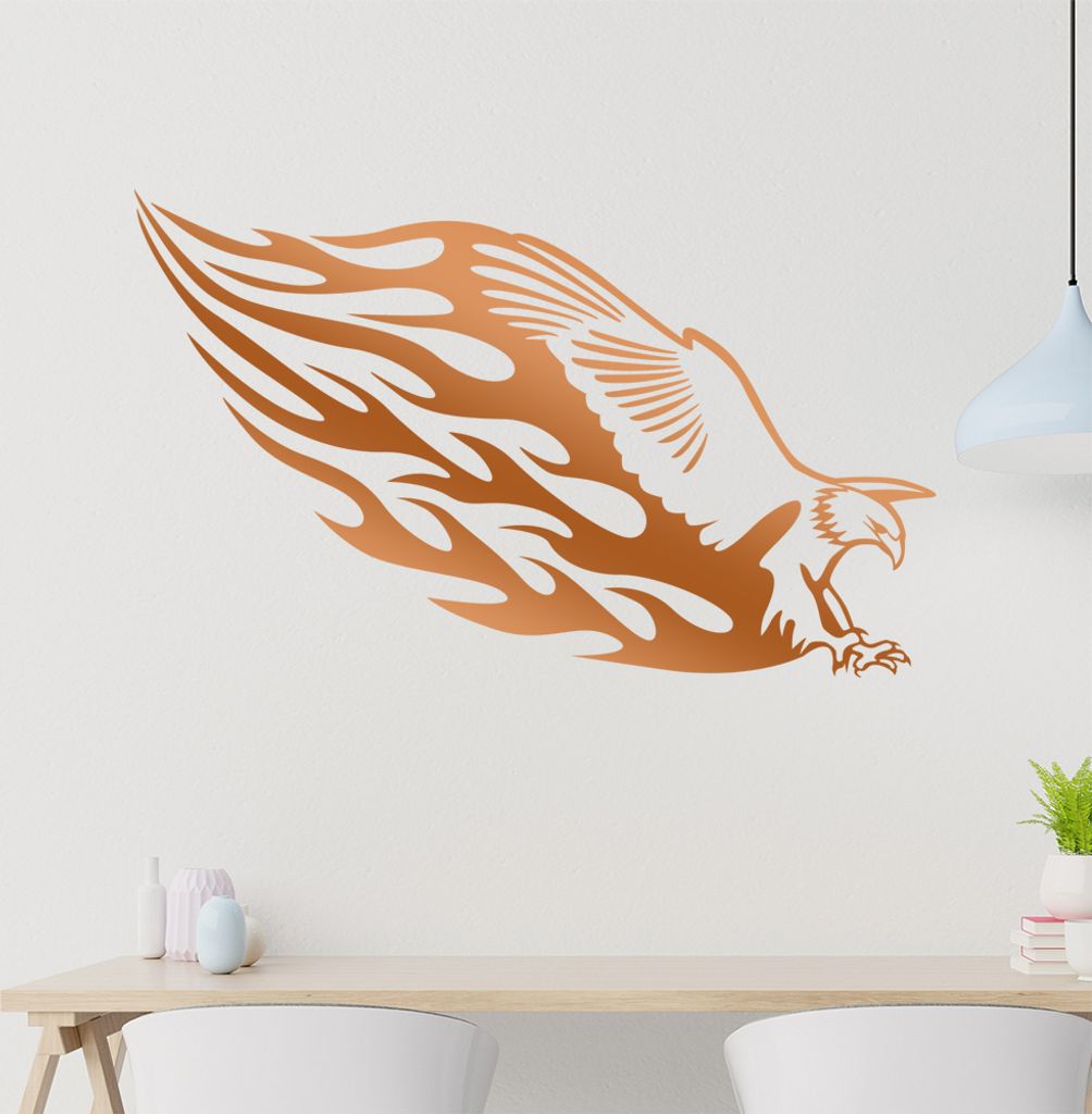 Flammen Adler Wandtattoo in 6 Größen - Wandaufkleber Wall Sticker - Dekoration, Küche, Wohnzimmer, Schlafzimmer, Badezimmer
