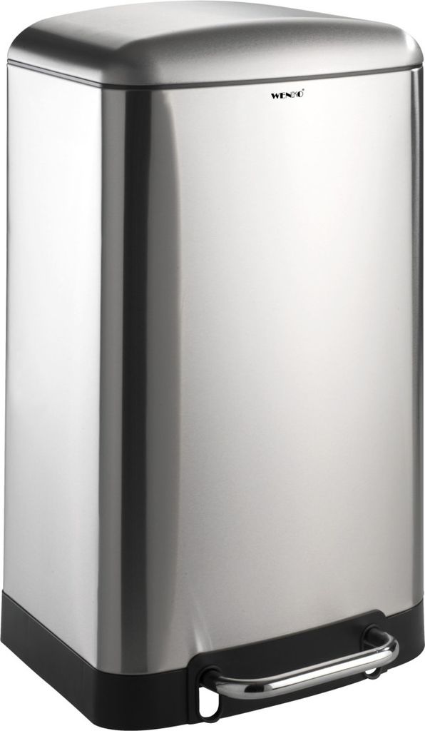 WENKO Tret Eimer Studio 30 L Absenkautomatik Abfall Müll Bad Küchen Edelstahl