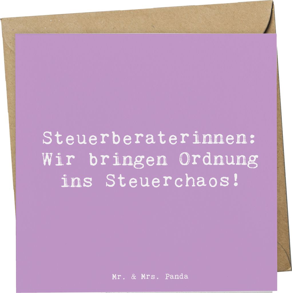 Mr. & Mrs. Panda Klappkarte Spruch Steuerberaterin Ordnung - Lavendeltraum - Geschenk, Alltag, Buchhaltung, Geschenke für Berufstätige, Steuerber...
