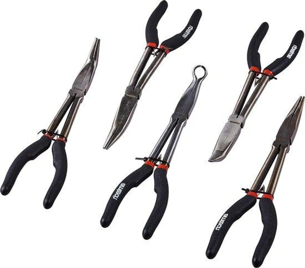 Lot de 5 pinces de 280 mm de long avec manche rayé antidérapant