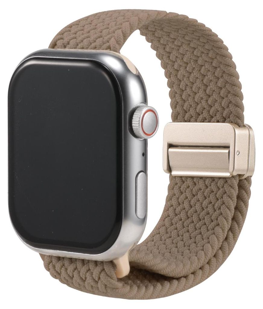 Nylon Loop Ersatzarmband für Apple Watch 1 2 3 4 5 6 7 8 9 10 11 SE 1 2 3 mit 38/40/41/42mm Geflochtenes Textilarmband Tonbraun Verstellbares Smar...