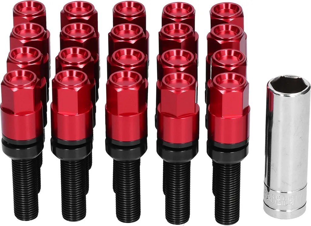Kit de Modification Roue M14 x 1,5 Vis à Oreilles 42mm Rouge 21 Pièces - 2