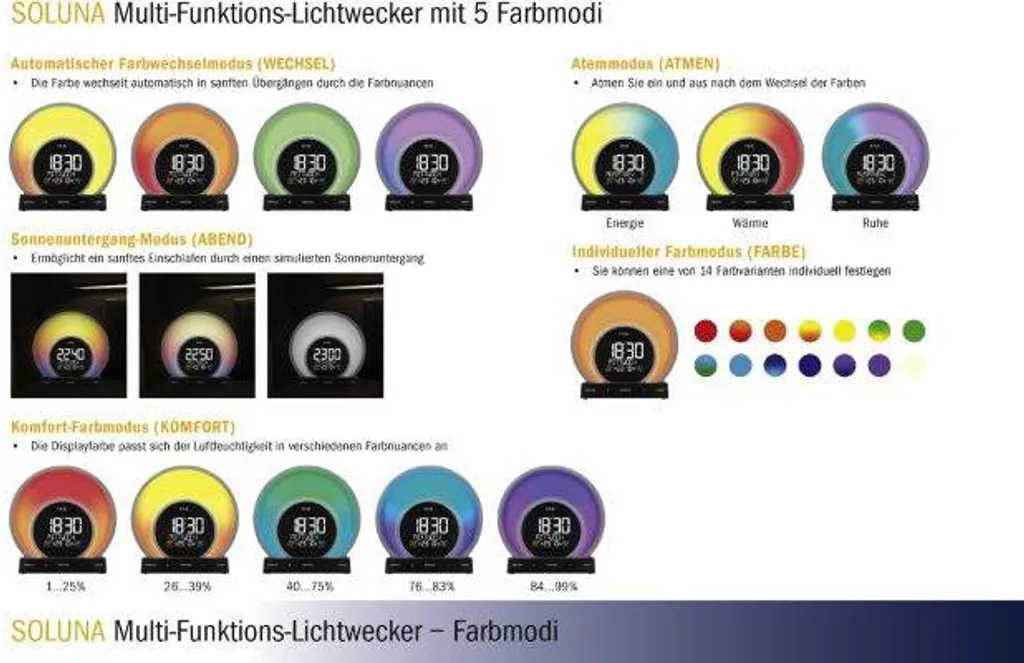 Réveil SOLUNA TFA changement de couleur et simulateur d'aube bien-être - 14