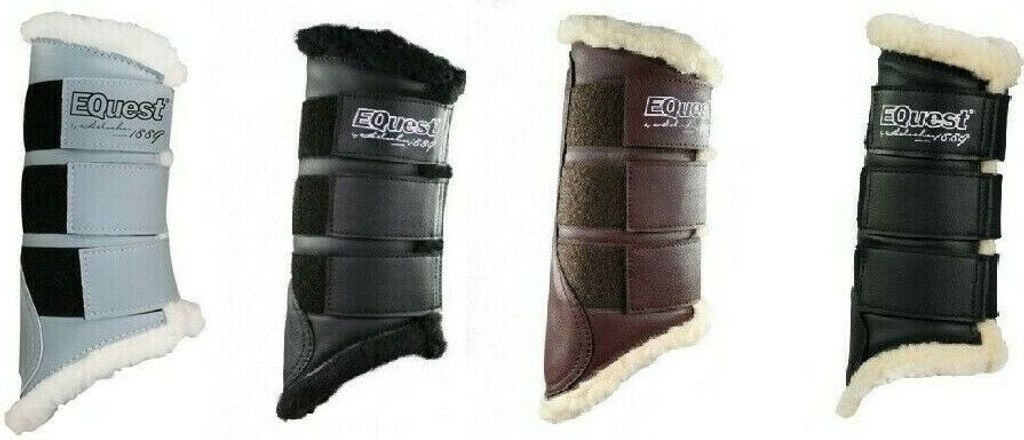 Equest Soft Gamaschen verschiedene Farben, Farbe:Schwarz mit Naturfell, Größe:L