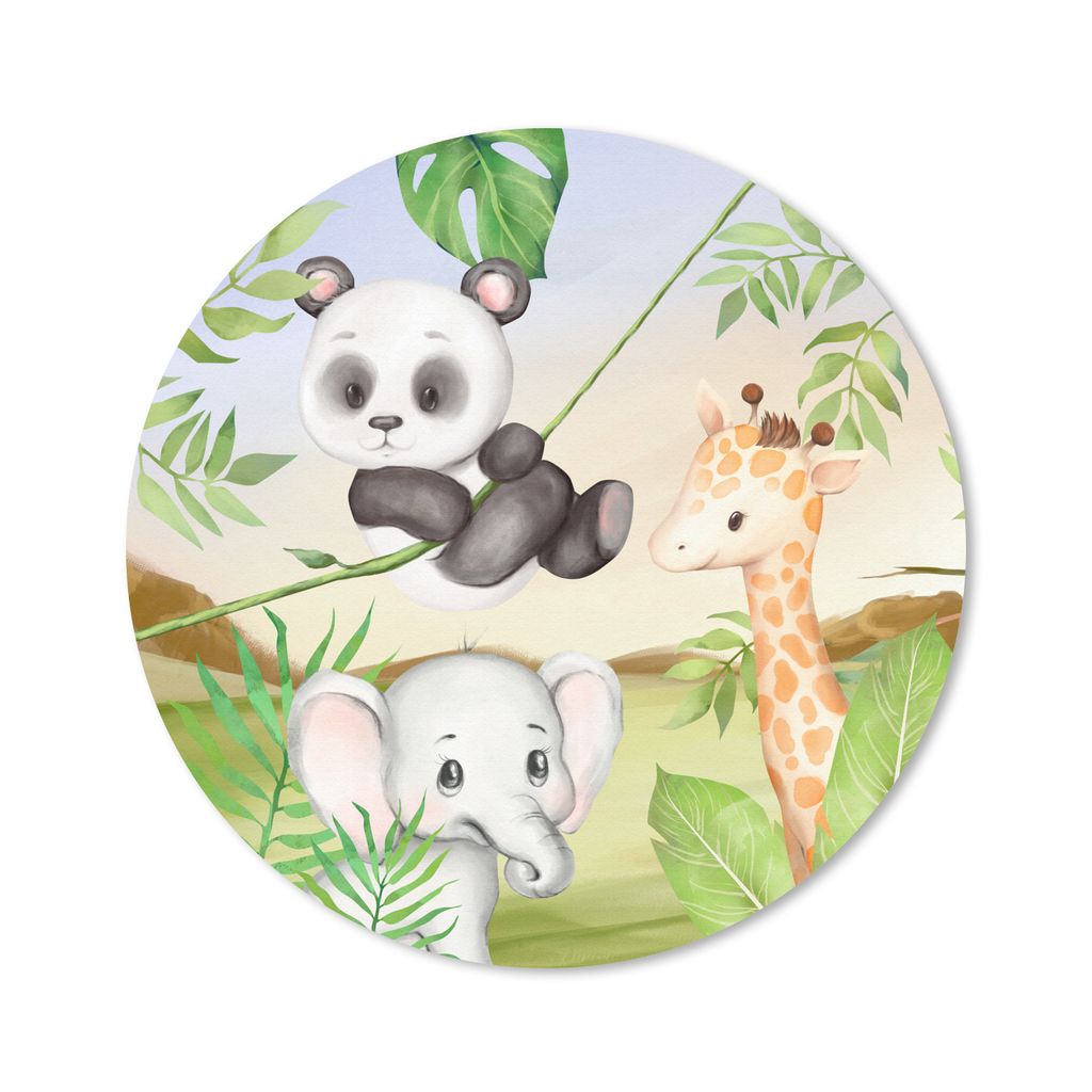 MuchoWow Mauspad Mousepad Dschungel - Blätter - Tiere - Grün 20x20 cm - Mousepads - Maus Mat - Pad - Mausunterlage - Schreibtischmatte