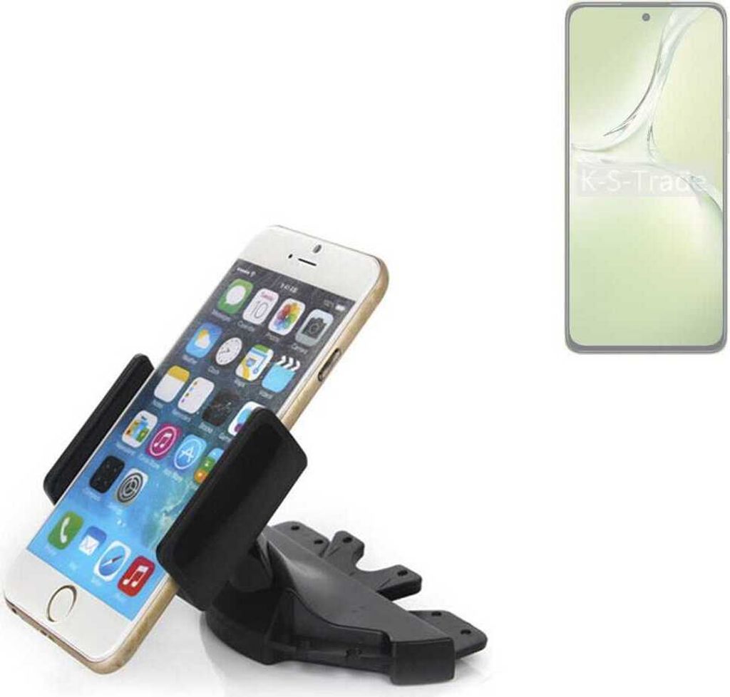 K-S-Trade CD Schlitz Halterung kompatibel mit Oppo K12x 5G CPH2667 Autohalterung KFZ-Halter Radio Handy Halterung 360° drehbar schwarz