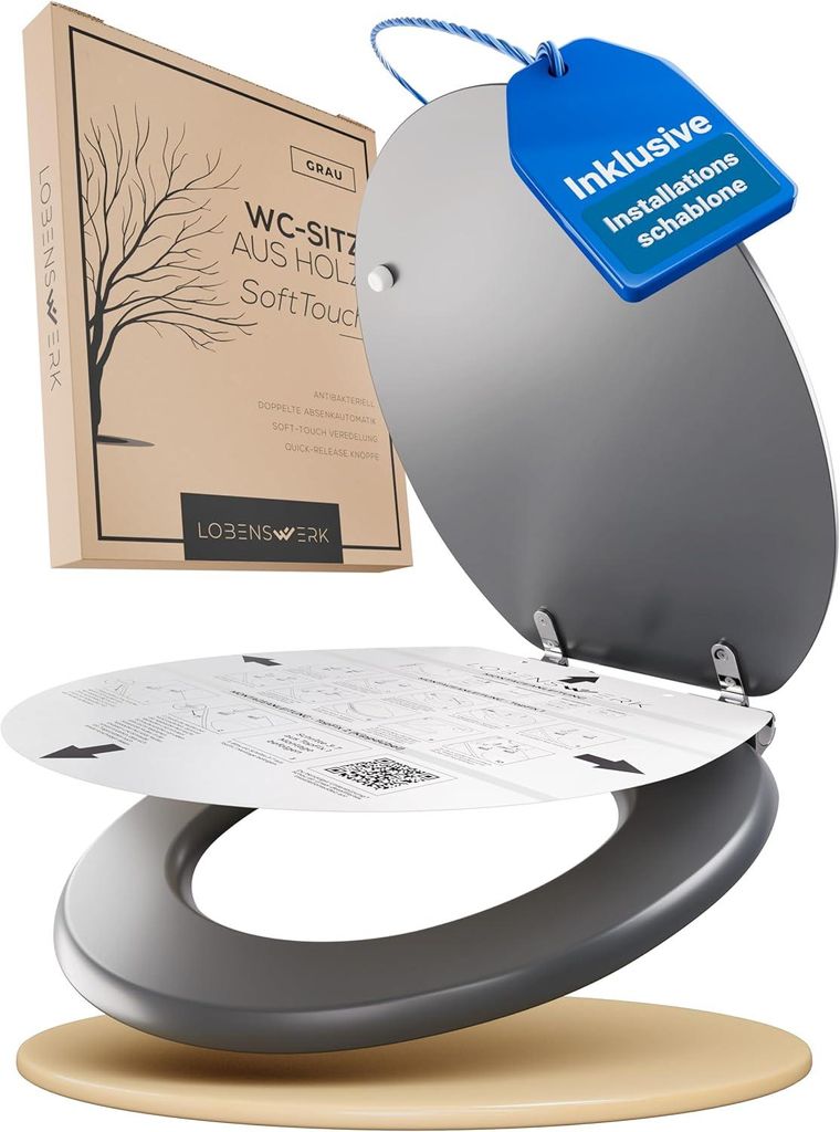 LOBENSWERK Toilettendeckel mit Absenkautomatik Holz | Produktbild 