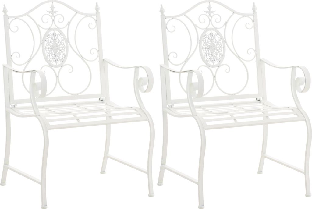 CLP 2er Set Gartenstühle Punjab mit Armlehnen weiß
