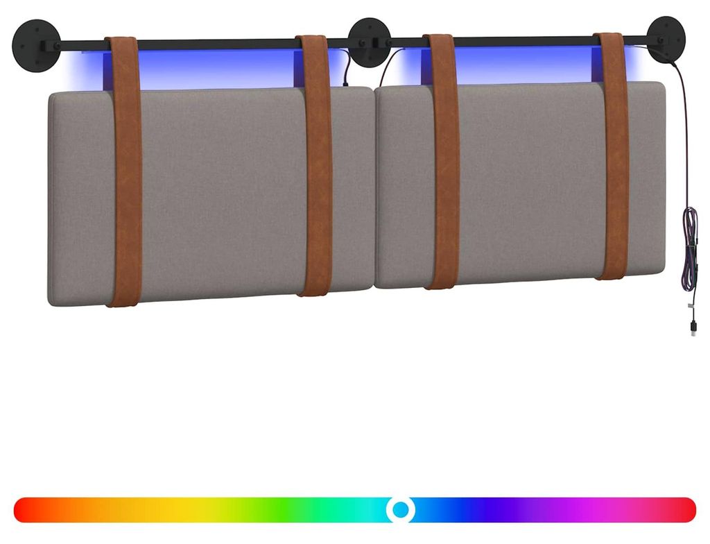 Hängendes Kopfteil Mit LED Licht Taupe Antikes PU