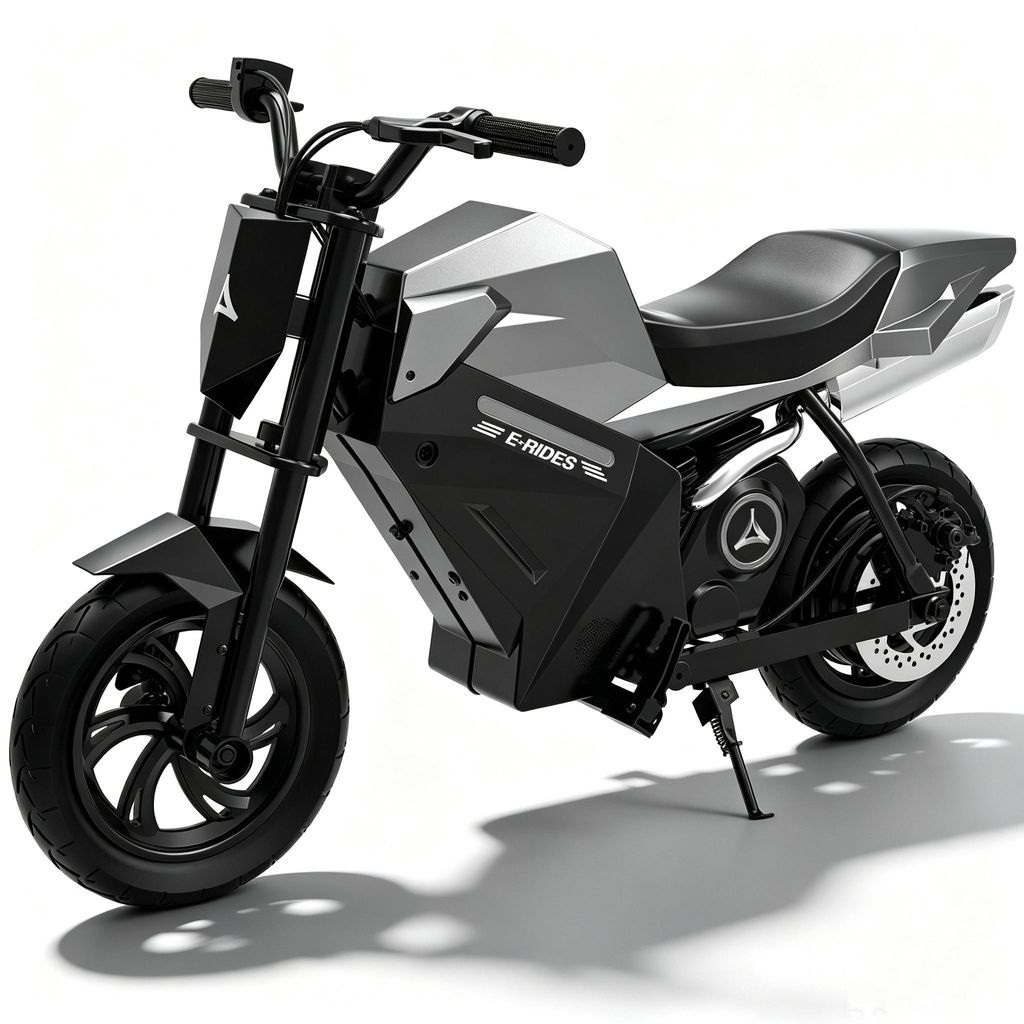 Elektromotorrad Kinder 12,5 Zoll Elektro Motorrad Offroad Kindermotorrad 8-14 Jahre 250W Motor LED Licht 16km Reichweite 21,6V 4Ah 16km/h Silber