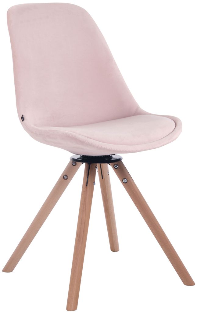 CLP Esszimmerstuhl Troyes Samt Rund drehbarer und mit runden Holzbeinen pink Gestell Farbe natur