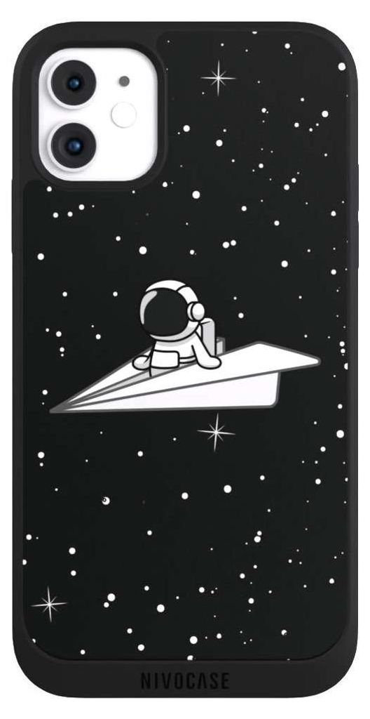 NIVOCASE Handyhülle für Apple iPhone 11 Hülle NIVOpure Case Schwarz Astronaut Comic Papier