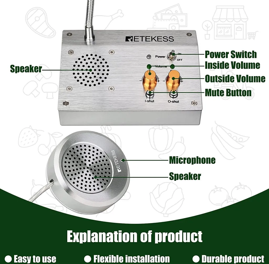 Système Intercom de Guichet 2W avec Microphone Col de Cygne Ajustable - 8