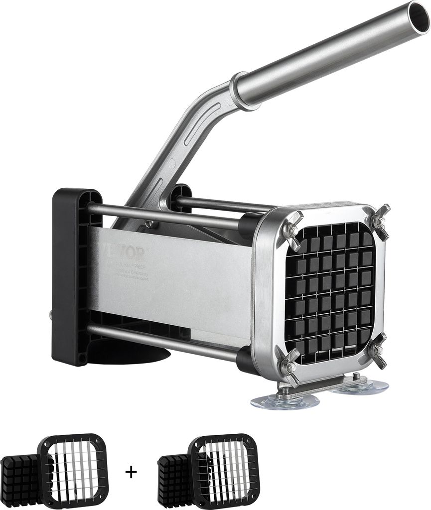 VEVOR Pommes-Frites-Schneider Kartoffelschneider mit 1/2-Zoll- und 3/8-Zoll-Klingen aus rostfreiem Stahl, manueller Kartoffelschneider und -zerklei...