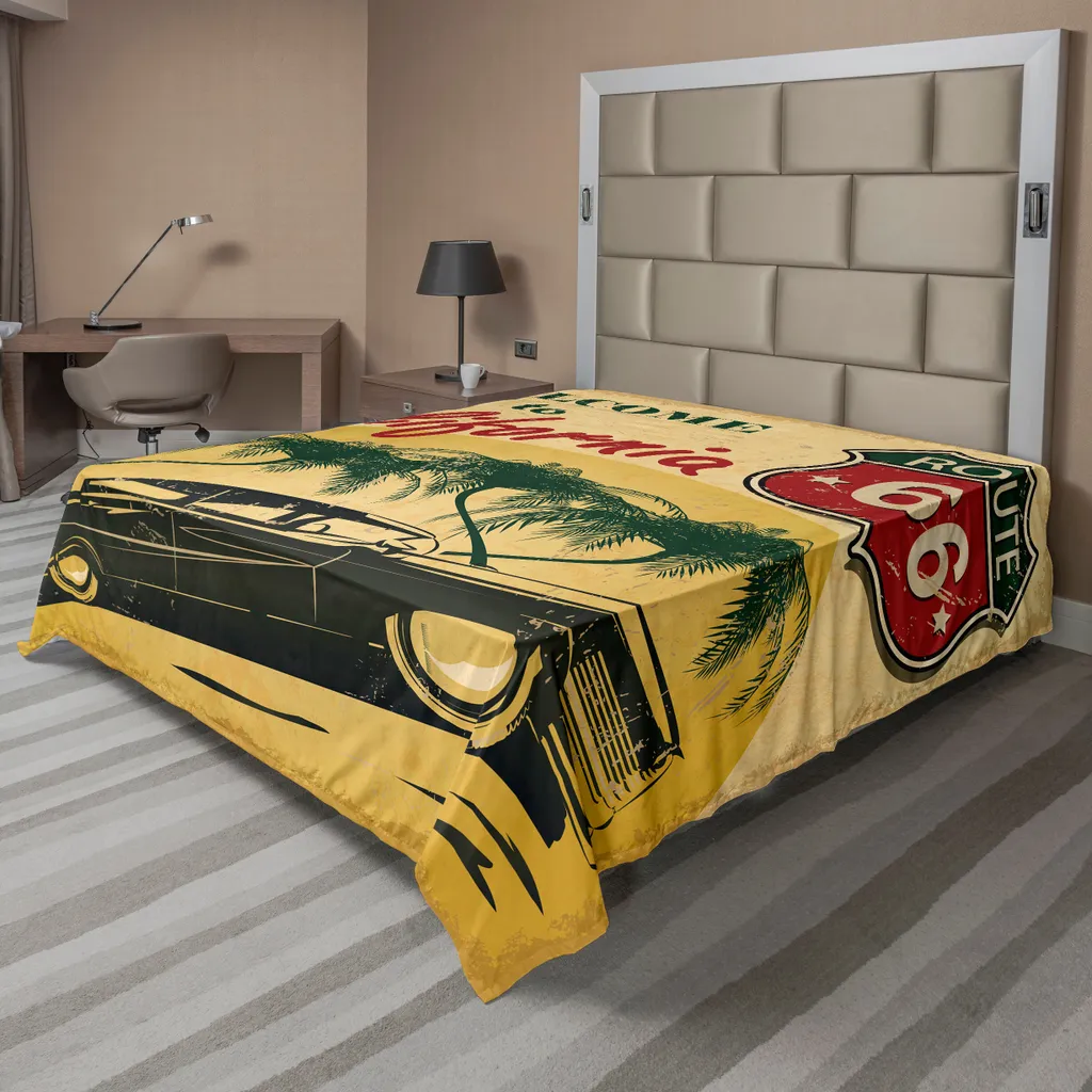 Drap Supérieur Décoratif Pop Art 266x260 cm Vert Émeraude et Rouge Rétro