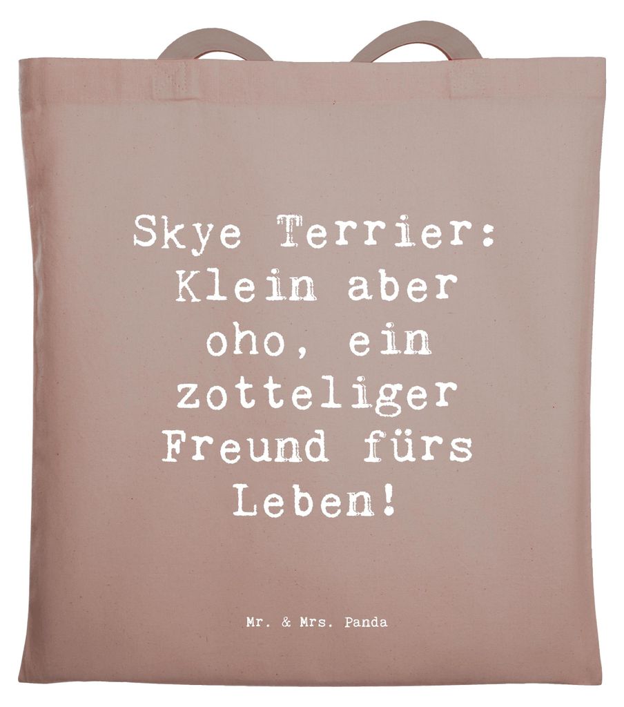 Mr. & Mrs. Panda Tote Bag Spruch Skye Terrier Freund - Braun Pastell - Geschenk, Hunderasse, Hunderassen, loyal, Tasche, Shopping, Vielfalt, Jagdin...