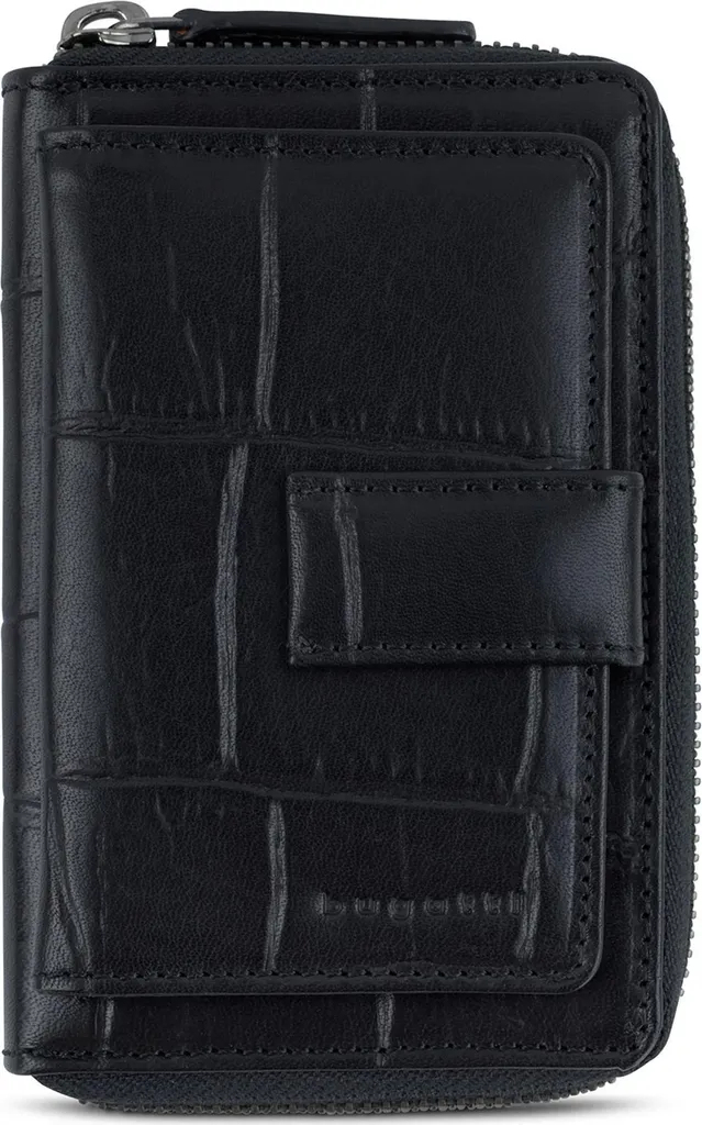 Bugatti porte-monnaie zip wallet noir avec fentes pour cartes