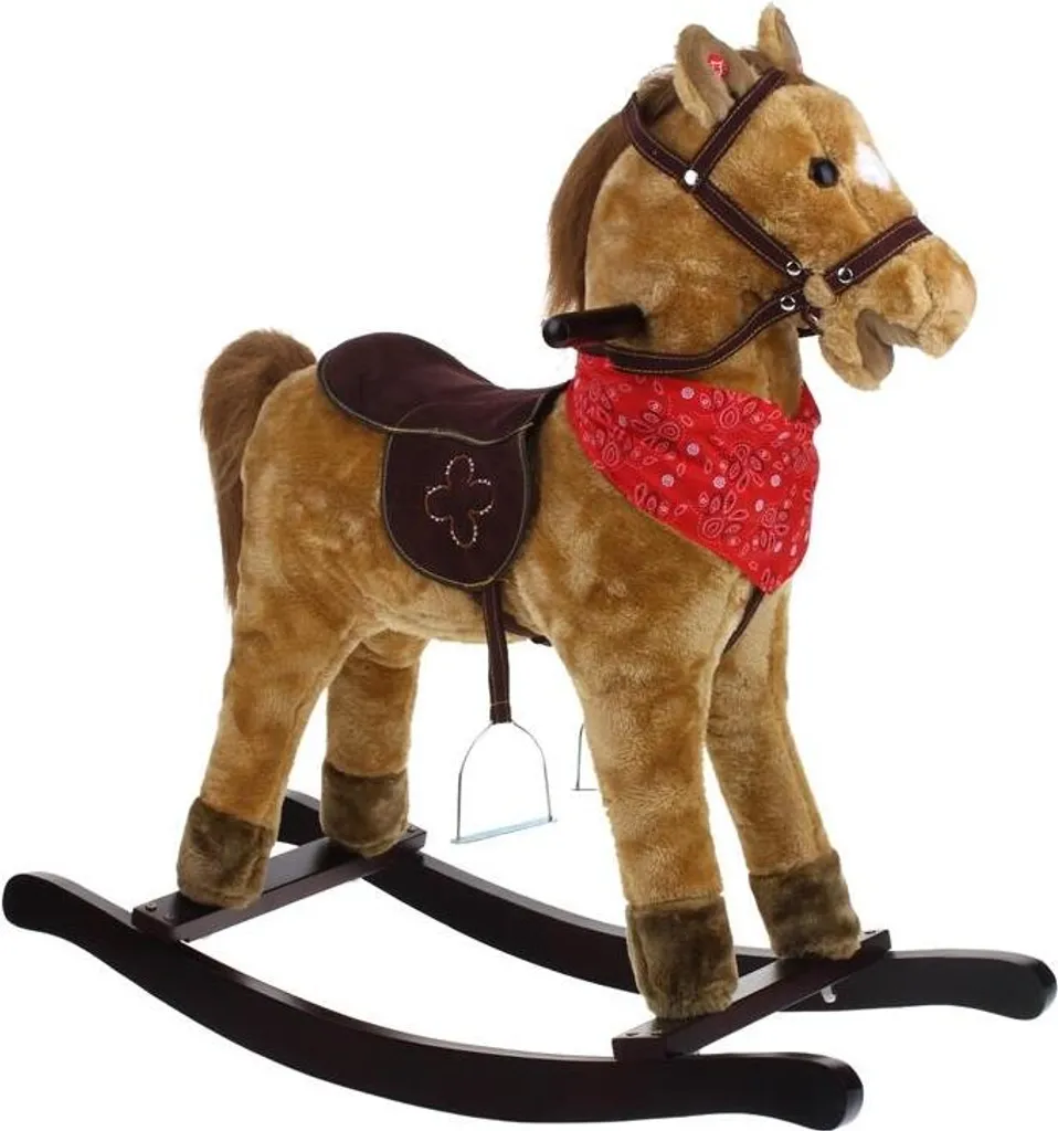 Cheval à bascule interactif marron clair avec henrissement et queue mobile