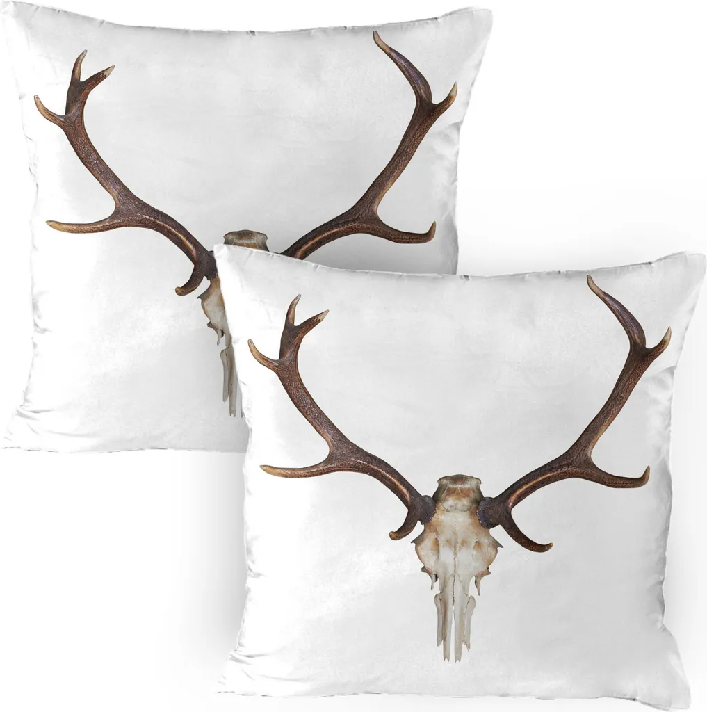 2 Federe Decorative ABAKUHAUS 80x80 | Motivo Corna Cervo Marrone