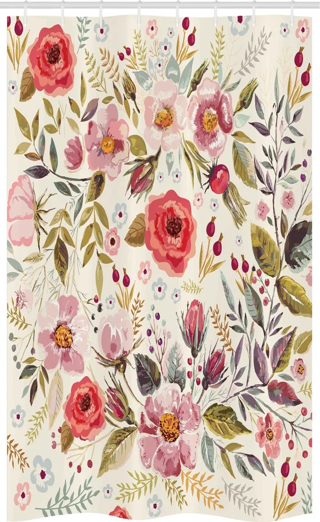 Tenda da Doccia Stretta ABAKUHAUS 120x180 Rose e Fiori per il Bagno