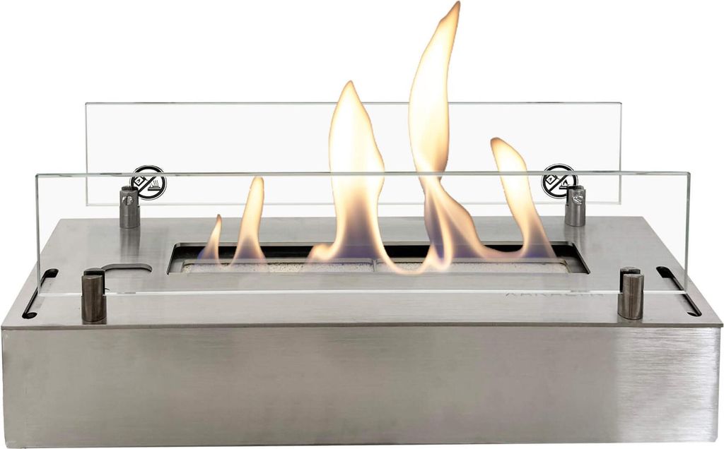 Xaralyn Ethanol-Kamin - Ethanolbrenner S - gebürsteter Edelstahl - 2 kW Heizung - Ethanol Einbaukamin - echte Flammen