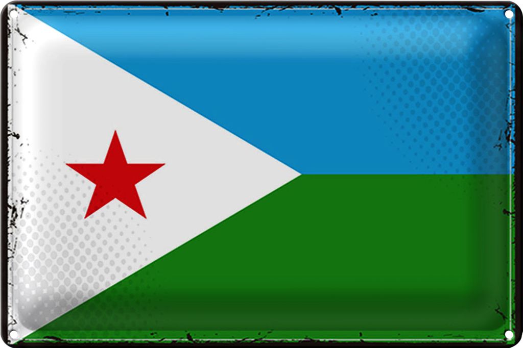 Blechschild Flagge Dschibuti 40x30cm Retro Flag Djibouti