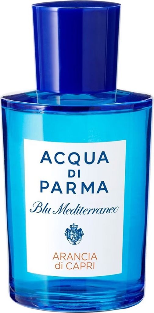 A bottle of Acqua di Parma Blu Mediterraneo Arancia di Capri Eau de Toilette.