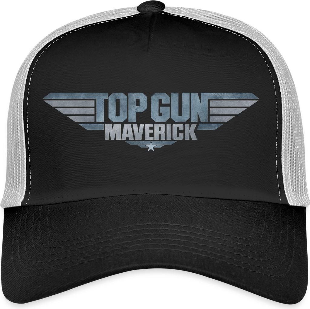 Spreadshirt Top Gun Maverick Logo Trucker Cap, One size, Schwarz/Steingrau