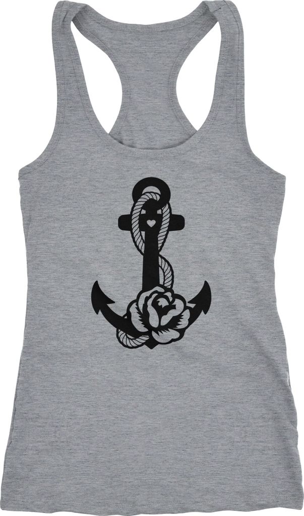 Damen Tank-Top Anker Blume Racerback Neverless grau XL