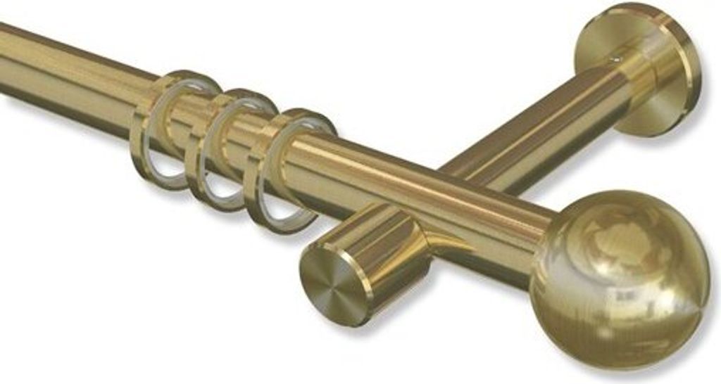 Interdeco Gardinenstange, Vorhangstange Messing-Optik Modell Prestige Luino, 20 mm Ø 1-läufig, 540 cm (geteilt)