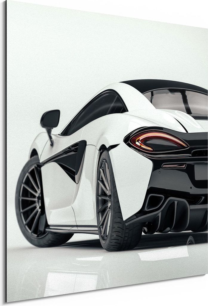 DEQORI Alu-Dibond Bild Weiß 30x30 cm 'Sportliches Auto' Wandbild Metall dünn Design
