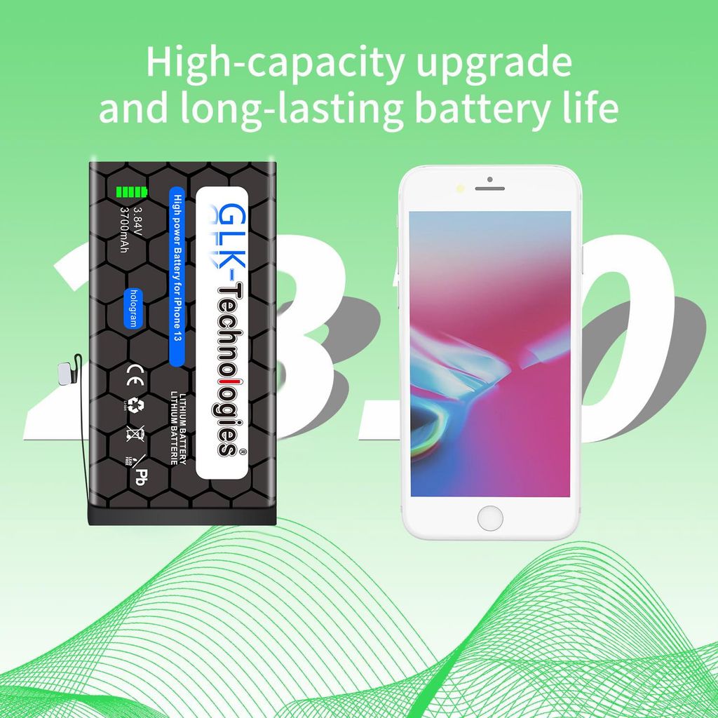 GLK-TECHNOLOGIES AKKU FÜR iPhone 13 (A2638, A2483) 3.83V / 3700 mAh Inklusive Profi Werkzeug Set