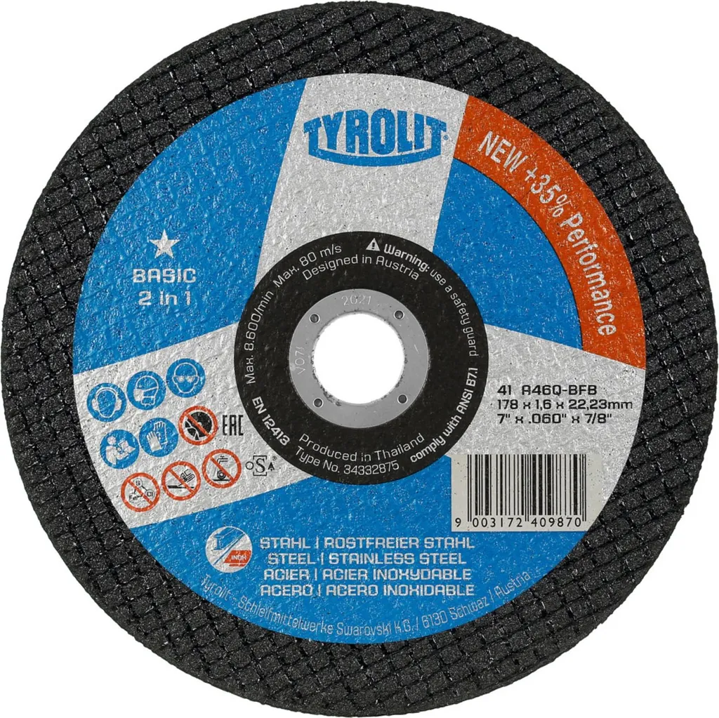 Disco da taglio per Metallo TYROLIT Basic 178 mm | Extra Sottile 1.6 - 4