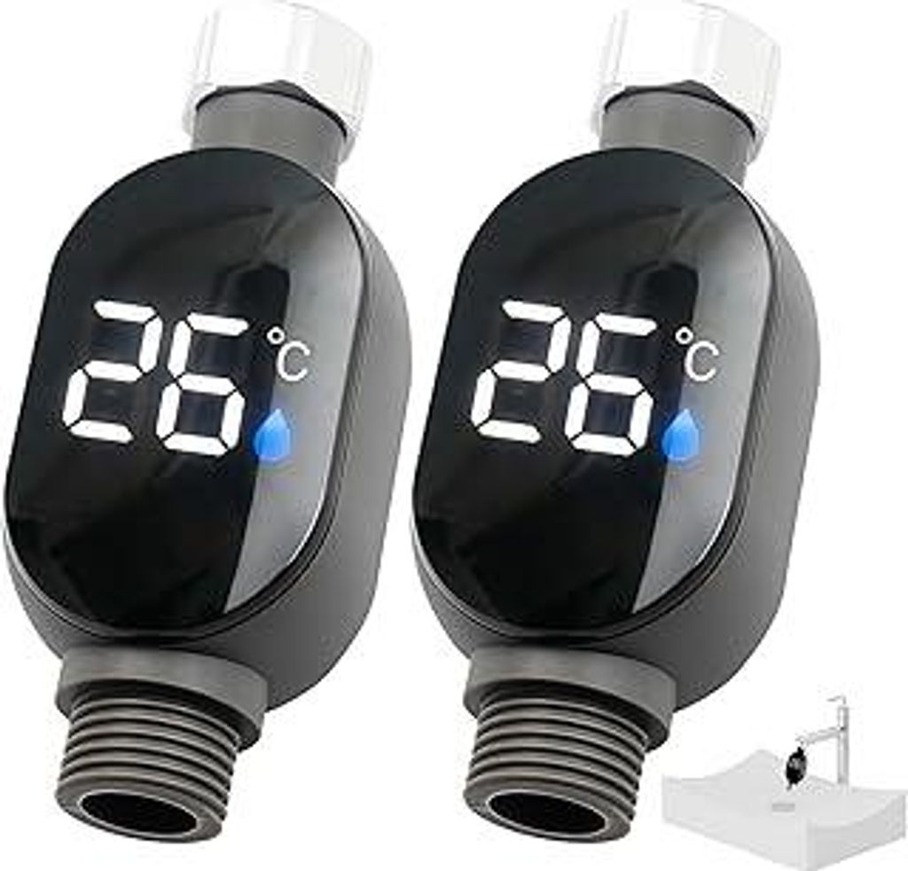 2 Stück LED Digital Badethermometer: Wasserdicht LED-Anzeige Duschthermometer 0-99 ? Echtzeit Wasserdurchfluss Badethermometer Baby Shower Thermom...