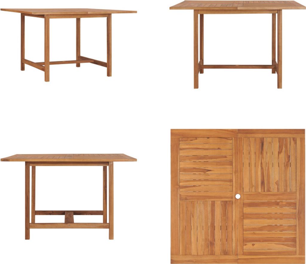 vidaXL Garten Esstisch 110x110x75 cm Massivholz Teak - Garten-Esstisch - Garten-Esstische - Holz-Garten-Esstisch - Massivholz-Garten-Esstisch