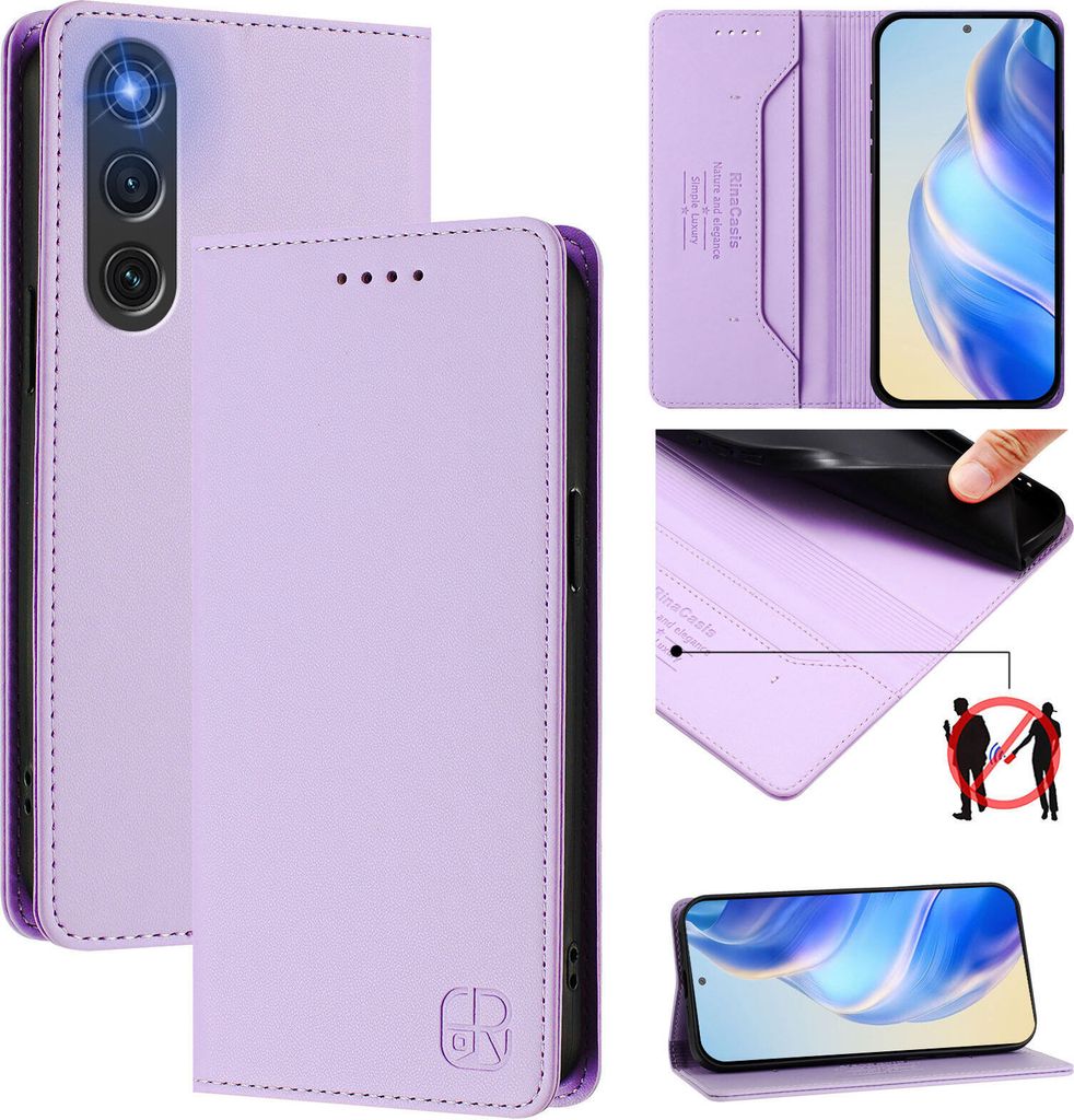 Lederhülle für ZTE nubia RedMagic 10 Air Hülle Flip Brieftasche Kartenfächern Ständer Schutzhülle Violett
