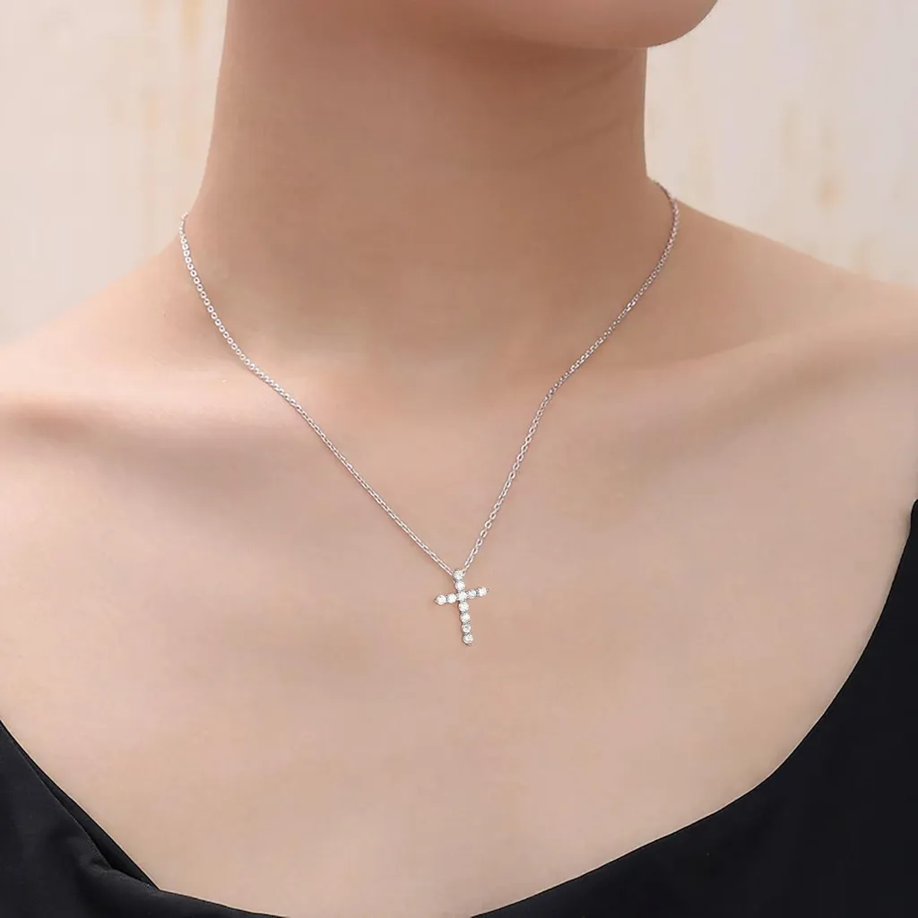 TINGN Chaîne Croix Femme - Collier Crucifix Plaqué Or 14K à Multi-Rangs