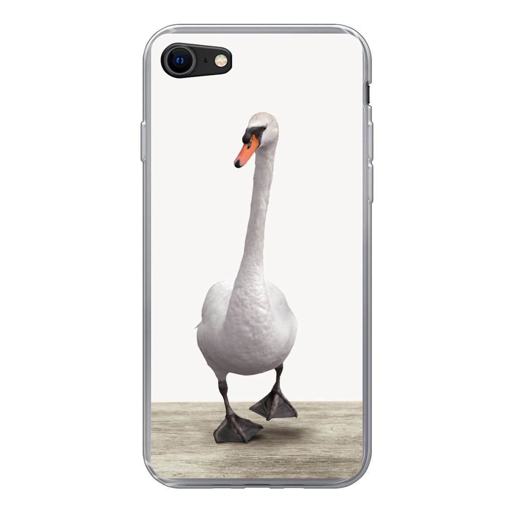 MuchoWow Handyhülle Schutzhülle Hülle für iPhone 7 Schwan - Tiere - Vogel - Jungen - Mädchen - Kinder Silikon Softcase Handy Hülle - Karten...