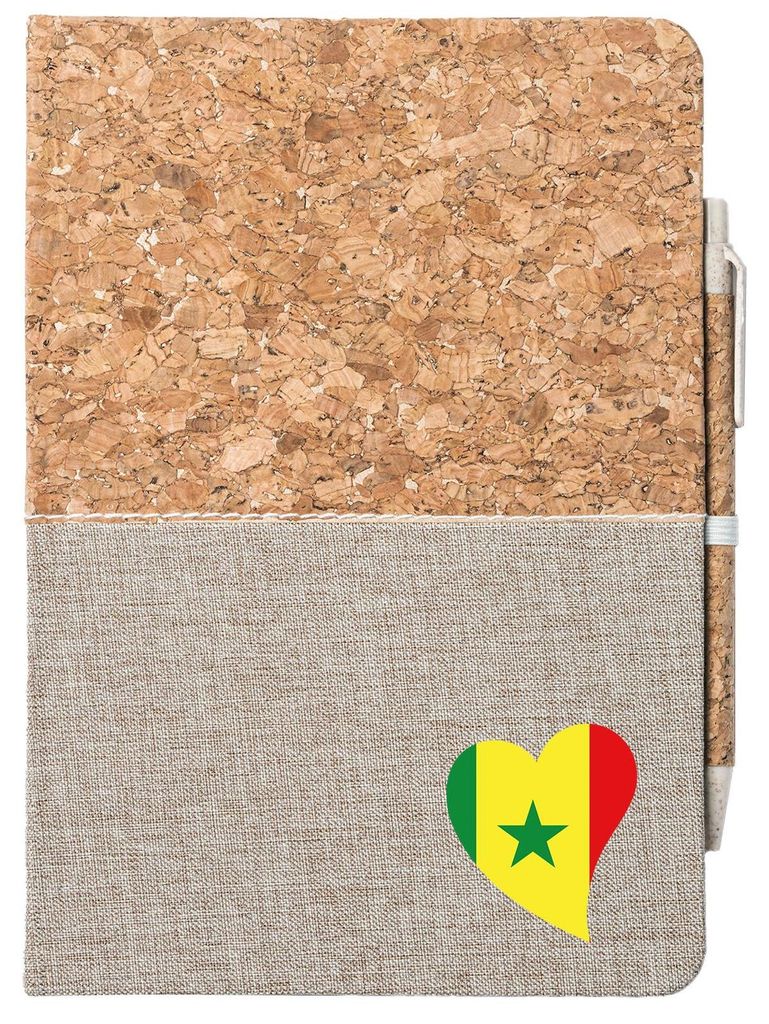 Huuraa Notizbuch A5 Senegal Flagge Herz 80 Blatt inkl. Kugelschreiber Tagebuch Geschenkidee