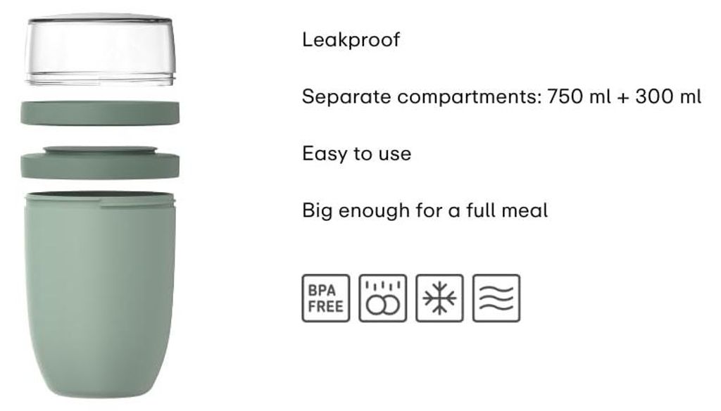 Ellipse lunchpot XL 750 ml + 300 ml – Nordic blue Productafbeelding 