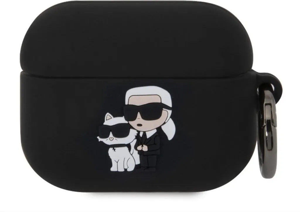 Custodia AirPods Pro Karl Lagerfeld Silicone Nero NFT con Gancio Anello