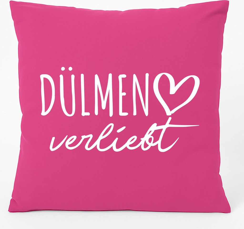 Huuraa Kissen Dülmen verliebt 40x40cm mit Füllung Fuchsia Baumwolle Dekokissen Geschenkidee