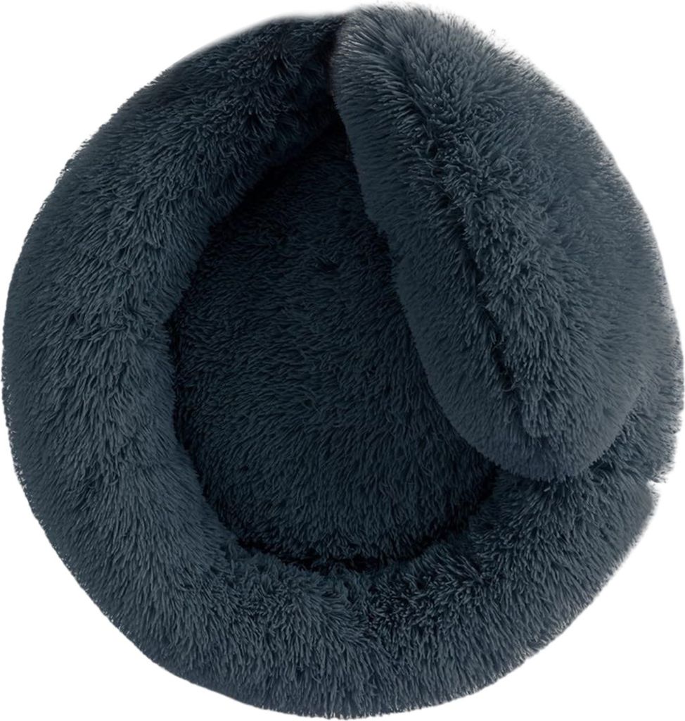 Beruhigendes Hundebett, Plüsch, weiches, flauschiges Kunstfell-Haustiernest, rutschfestes Welpenbett, wärmendes, gemütliches Donut-Bett für kle...