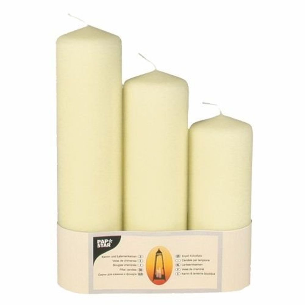 Papstar Kamin-und Laternenkerzen Ø 70 mm creme, 6 x 3 Stück
