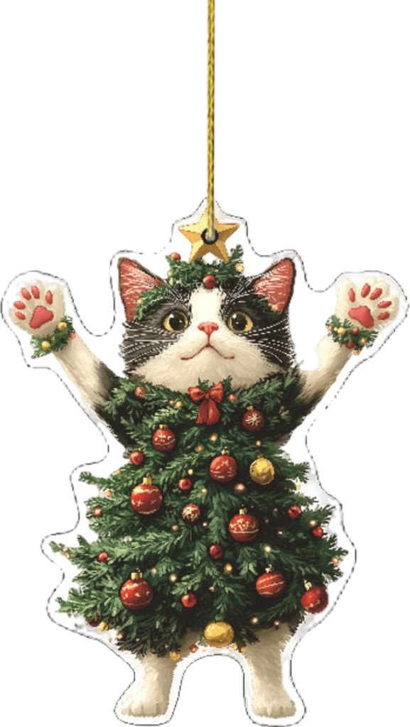 1/2 Stück Weihnachtsanhänger, Weihnachtskugel, Nachbildungation in Katzenform, festliche HängeNachbildungation mit Umhängeband, Weihnachtsgesch...