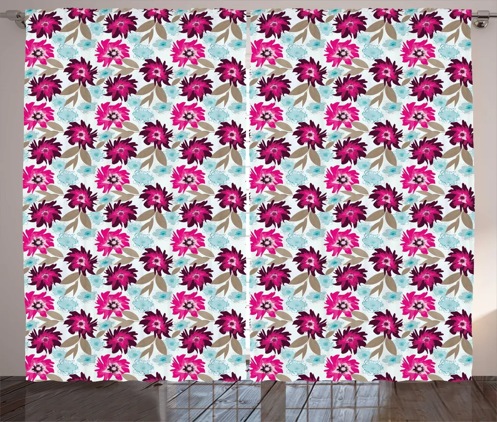 Tenda Rustica a Fiori ABAKUHAUS Marsala 280 x 245 cm per Soggiorno