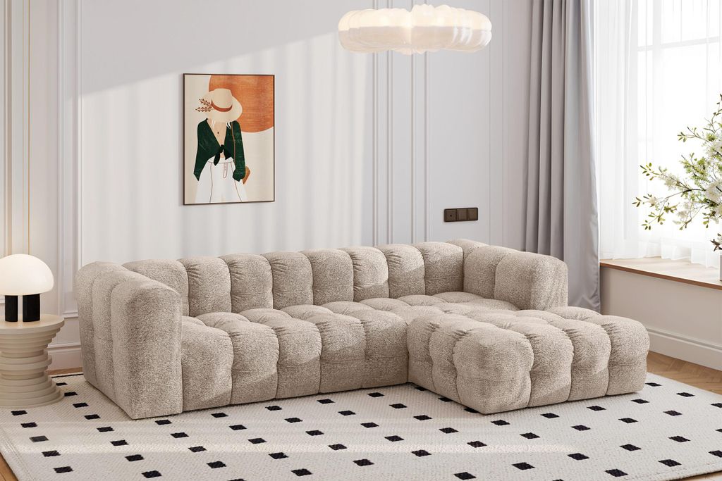 Kaiser Möbel Ecksofa L-form BALOO L, Chenille-Stoff Arena, Beige, Rechts