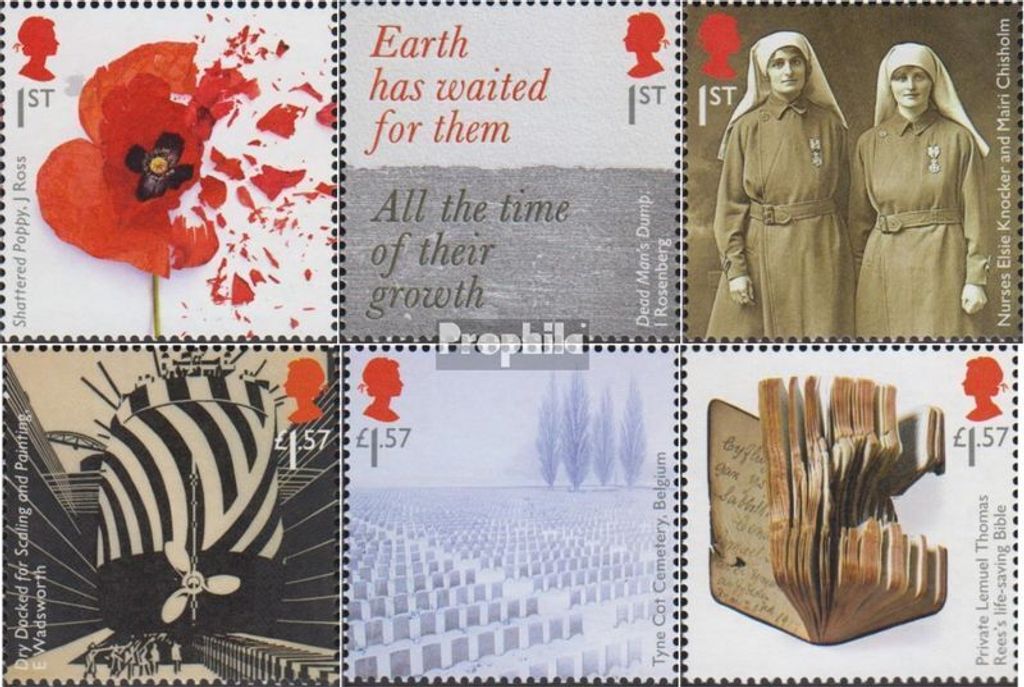 Briefmarken Großbritannien 2017 Mi 4074-4079 (kompl.Ausg.) postfrisch der 1. Weltkrieg im Jahr 1917